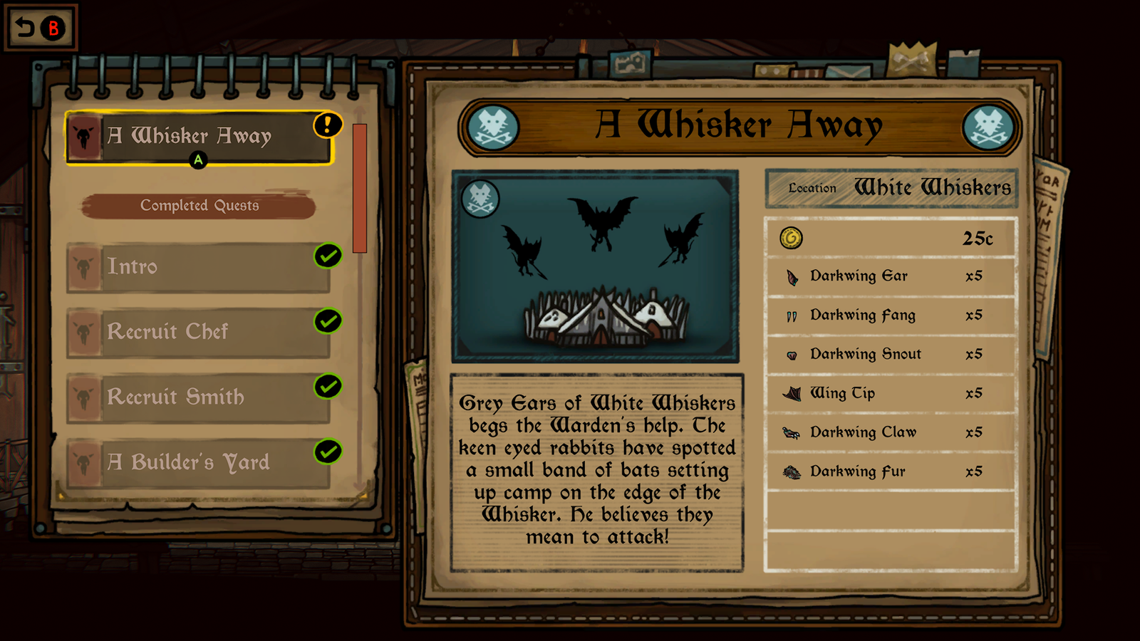 Tails of Iron 2 Whiskers of Winter Quests